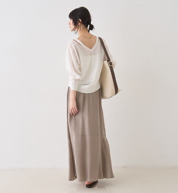 Rouge vif「ネックスリットVネックシアーカーディガン/ニット【予約】」|カーディガン|