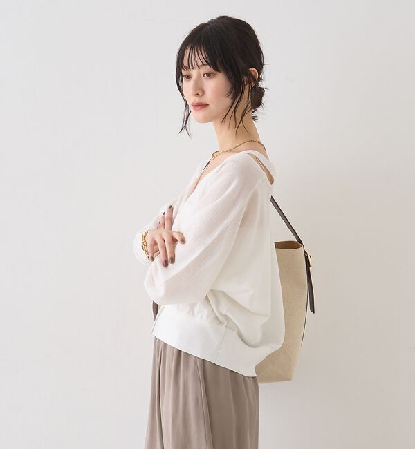 Rouge vif「ネックスリットVネックシアーカーディガン/ニット【予約】」|カーディガン|