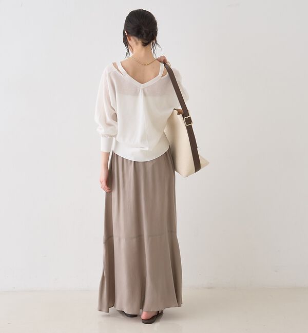 Rouge vif「ネックスリットVネックシアーカーディガン/ニット【予約】」|カーディガン|