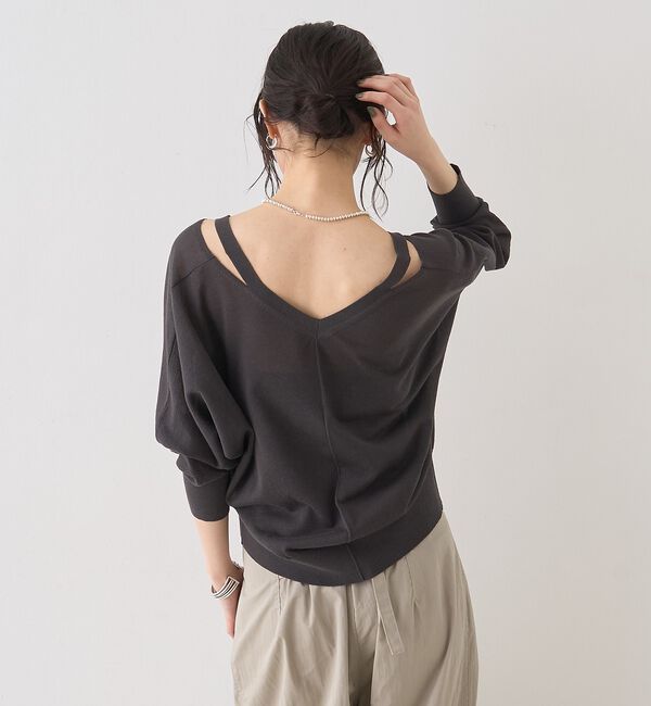 Rouge vif「ネックスリットVネックシアーカーディガン/ニット【予約】」|カーディガン|