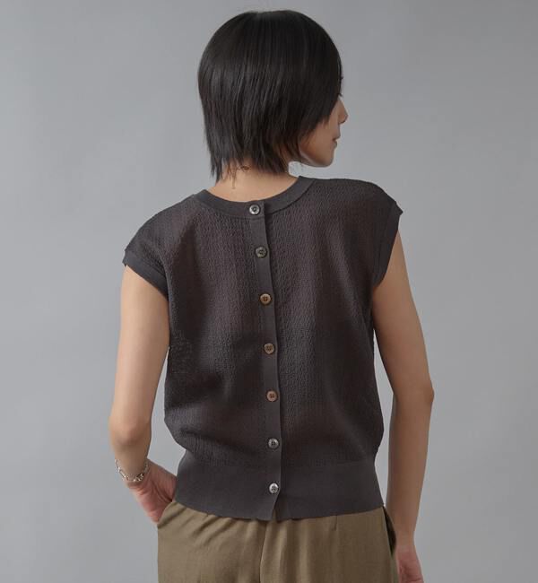 Liesse「シアーノースリーブニットトップス」|ニット・セーター|