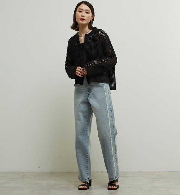 Soffitto「ジップ付きメッシュ編みニットカーディガン」|カーディガン|