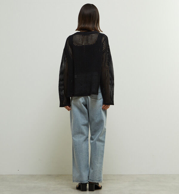 Soffitto「ジップ付きメッシュ編みニットカーディガン」|カーディガン|