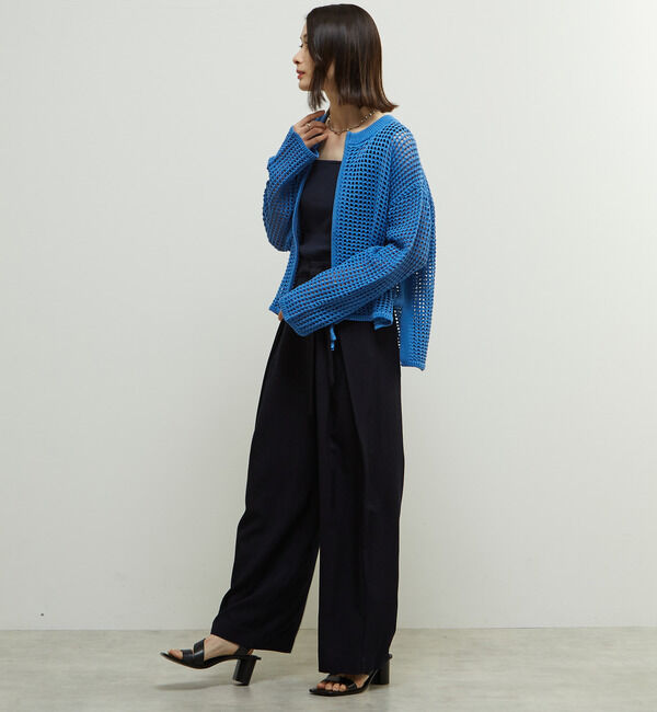 Soffitto「ジップ付きメッシュ編みニットカーディガン」|カーディガン|