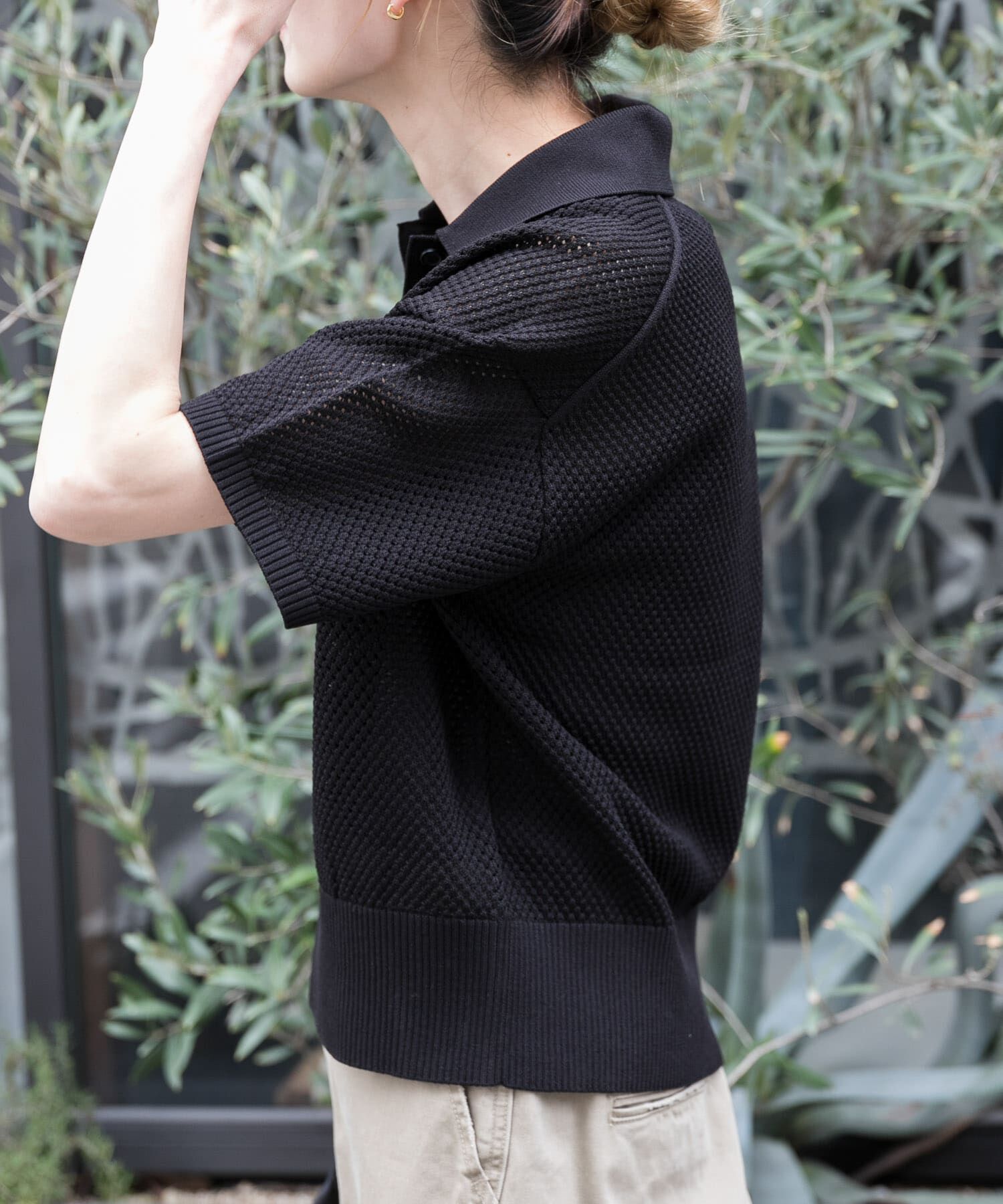 URBAN RESEARCH DOORS「FORK&SPOON　メッシュパターンニットポロシャツ」|ニット・セーター|