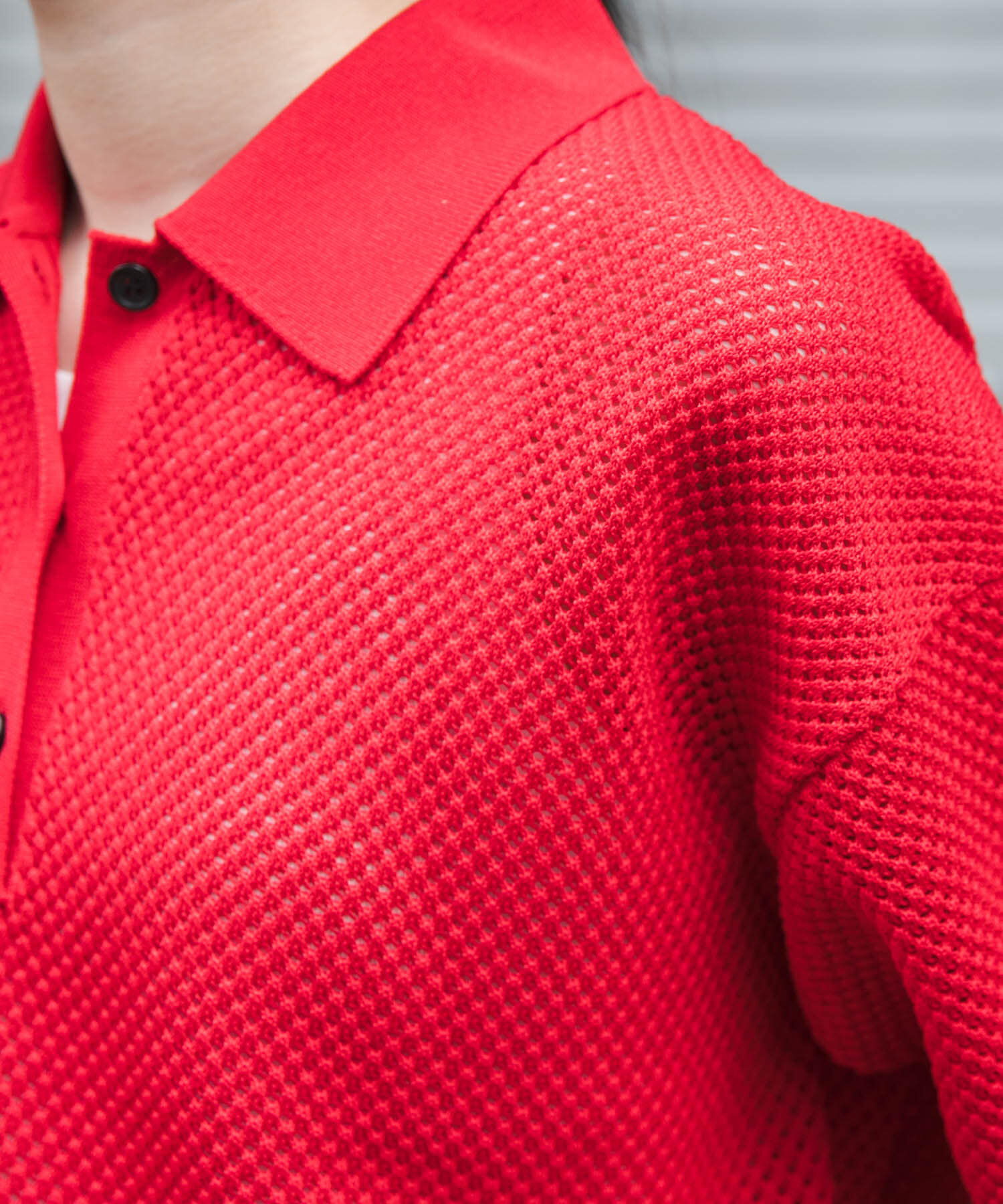 URBAN RESEARCH DOORS「FORK&SPOON　メッシュパターンニットポロシャツ」|ニット・セーター|