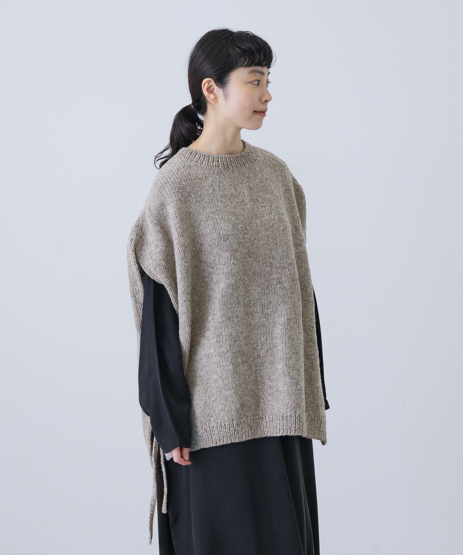 かぐれ「ペルーワイドニットベスト」|ニット・セーター|グレー