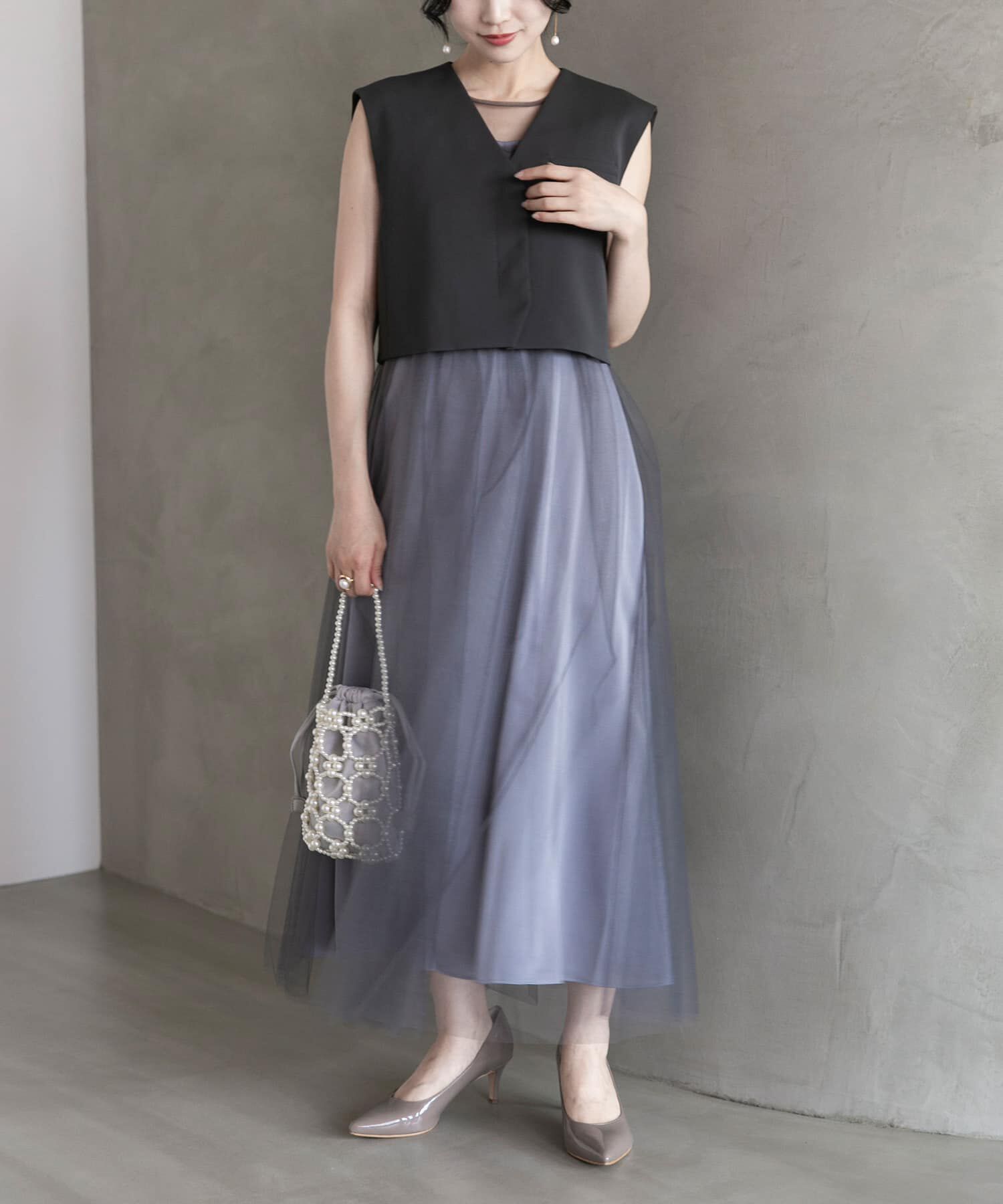 URBAN RESEARCH ROSSO「ベストセットチュールドレス」|ワンピース|