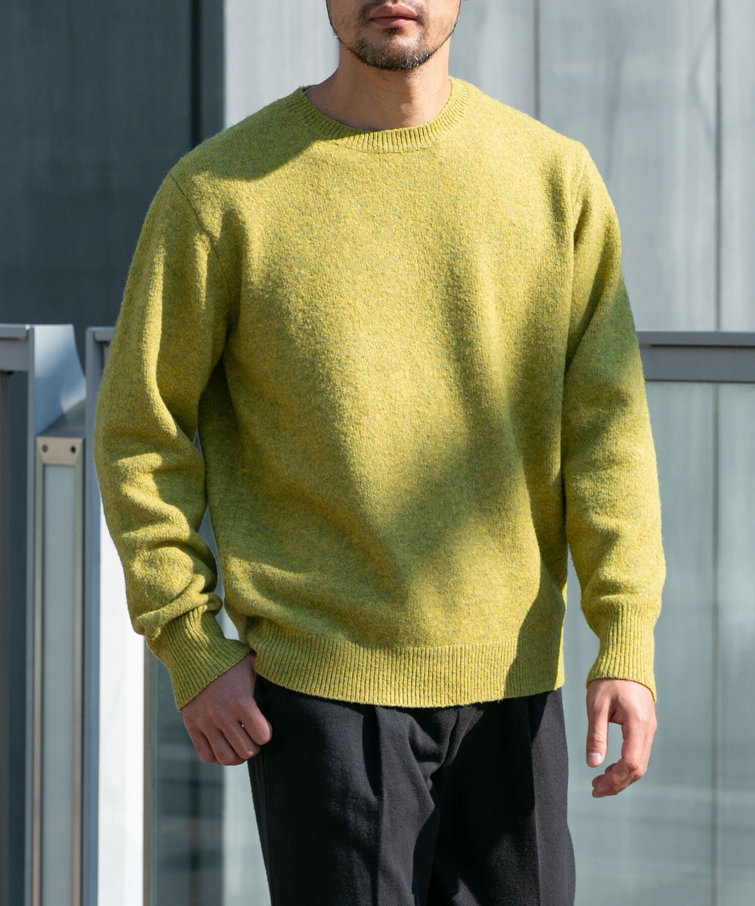 URBAN RESEARCH ROSSO「ブークレストレッチクルーニット」|ニット・セーター|イエロー