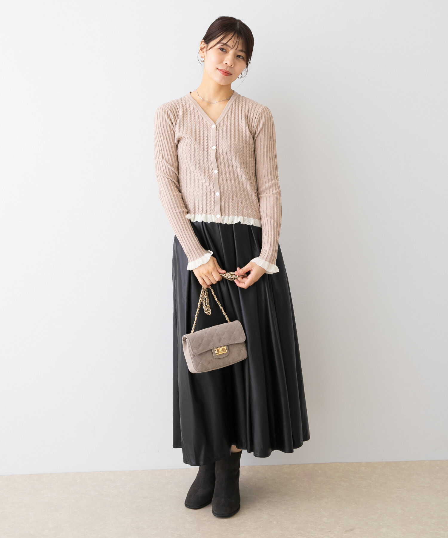 URBAN RESEARCH ROSSO「F by ROSSO　スパンコールフリルリブカーディガン」|カーディガン|