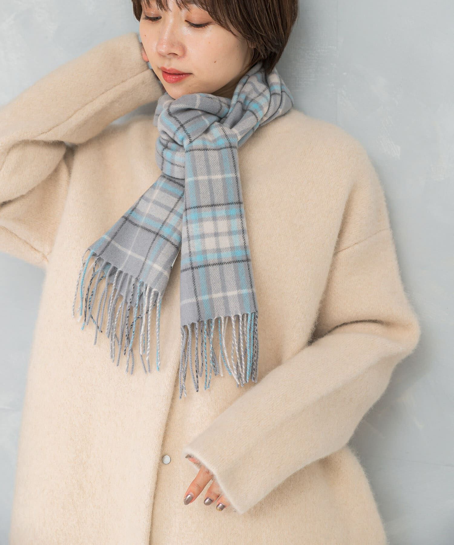 URBAN RESEARCH ROSSO「カシミヤチェックマフラー」|マフラー|ミント