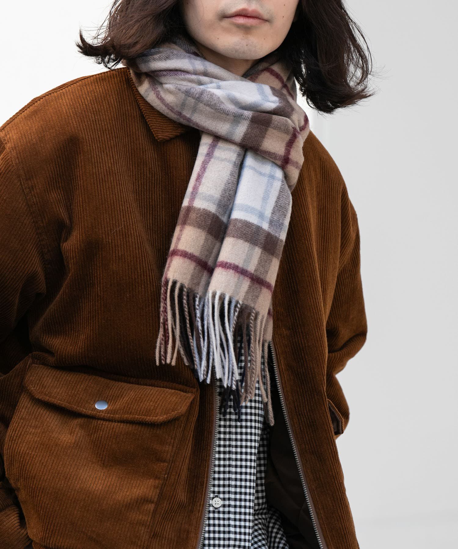 Sonny Label 「ウールカシミヤチェックワイドマフラー」|マフラー|