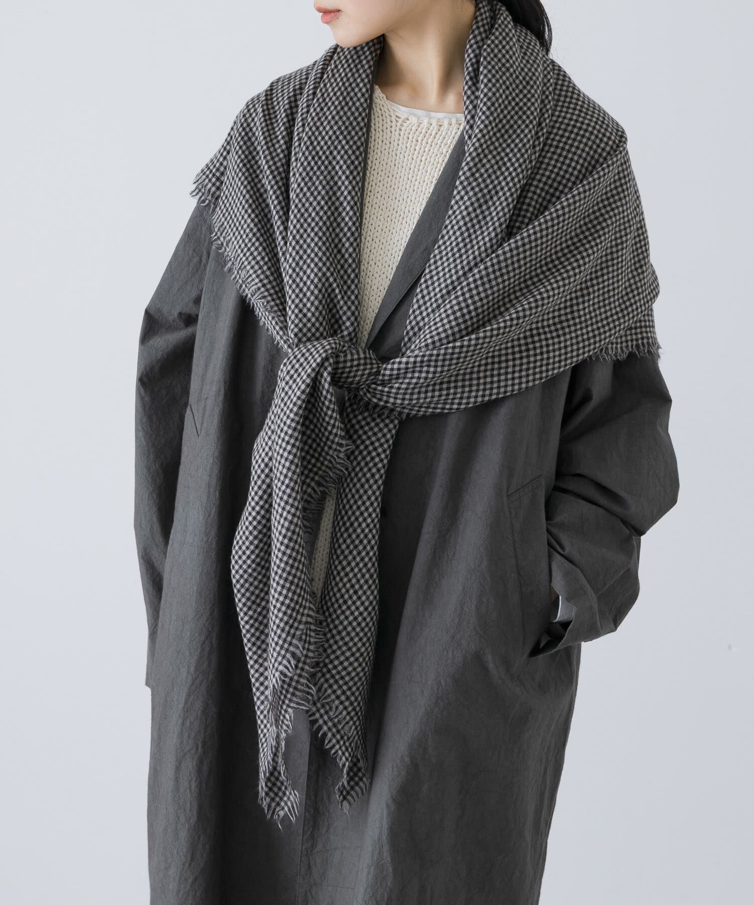 かぐれ「チェックスクエアストール」|ストール|