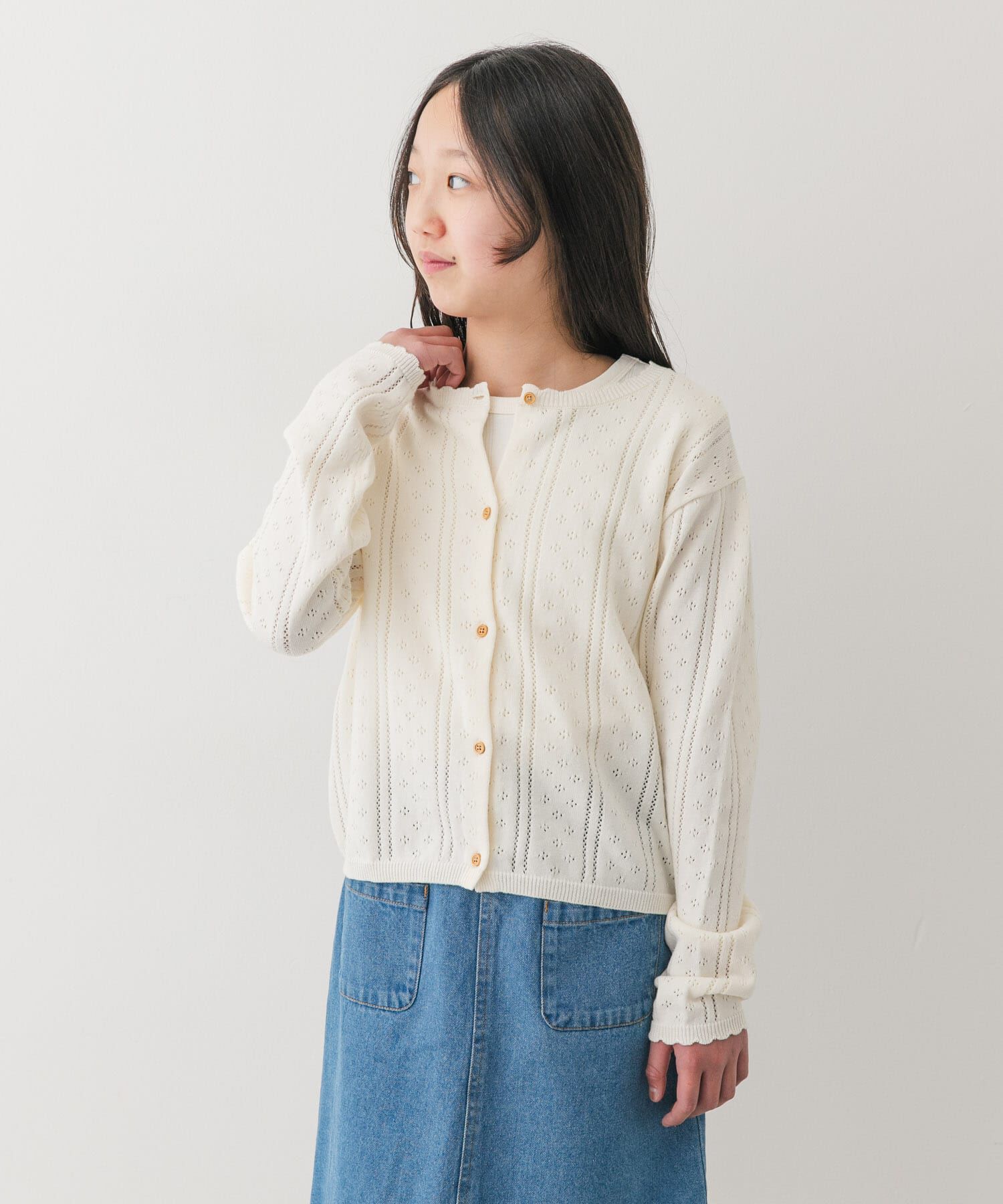 URBAN RESEARCH DOORS「『150サイズ』透かし編みカーディガン(KIDS)」|ニット・セーター|