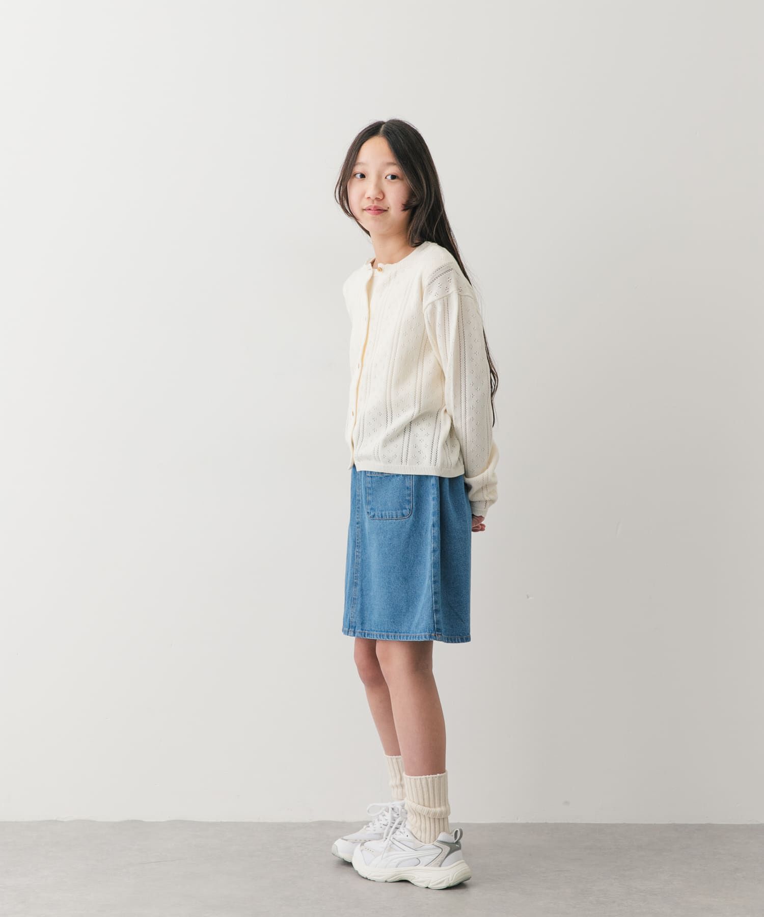 URBAN RESEARCH DOORS「『150サイズ』透かし編みカーディガン(KIDS)」|ニット・セーター|