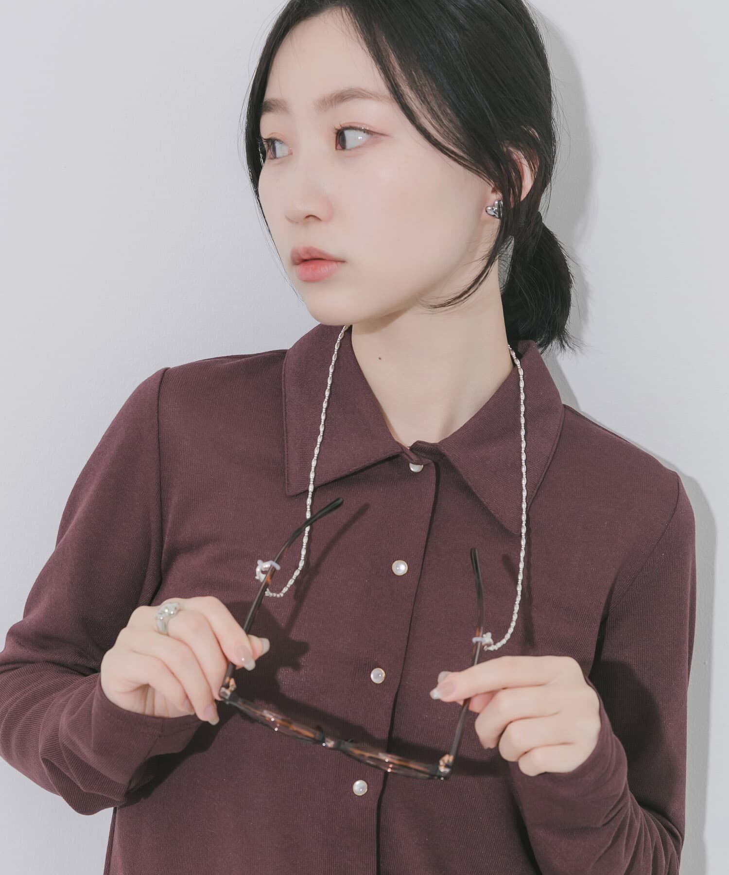 SMELLY「メタルオーバルビーズメガネチェーン」|メガネ|