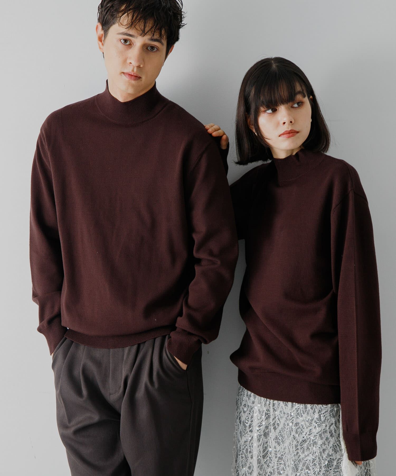 SENSE OF PLACE by URBAN RESEARCH「ストレッチモックネックニット」|ニット・セーター|ブラウン