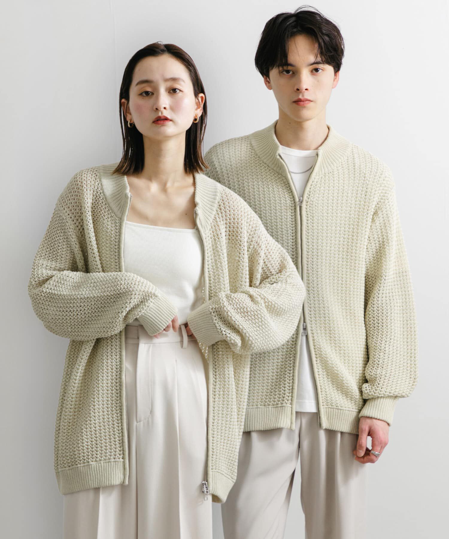 SENSE OF PLACE by URBAN RESEARCH「『ユニセックス』『洗濯可』シアーメッシュドライバーズカーディガン」|カーディガン|アイボリー