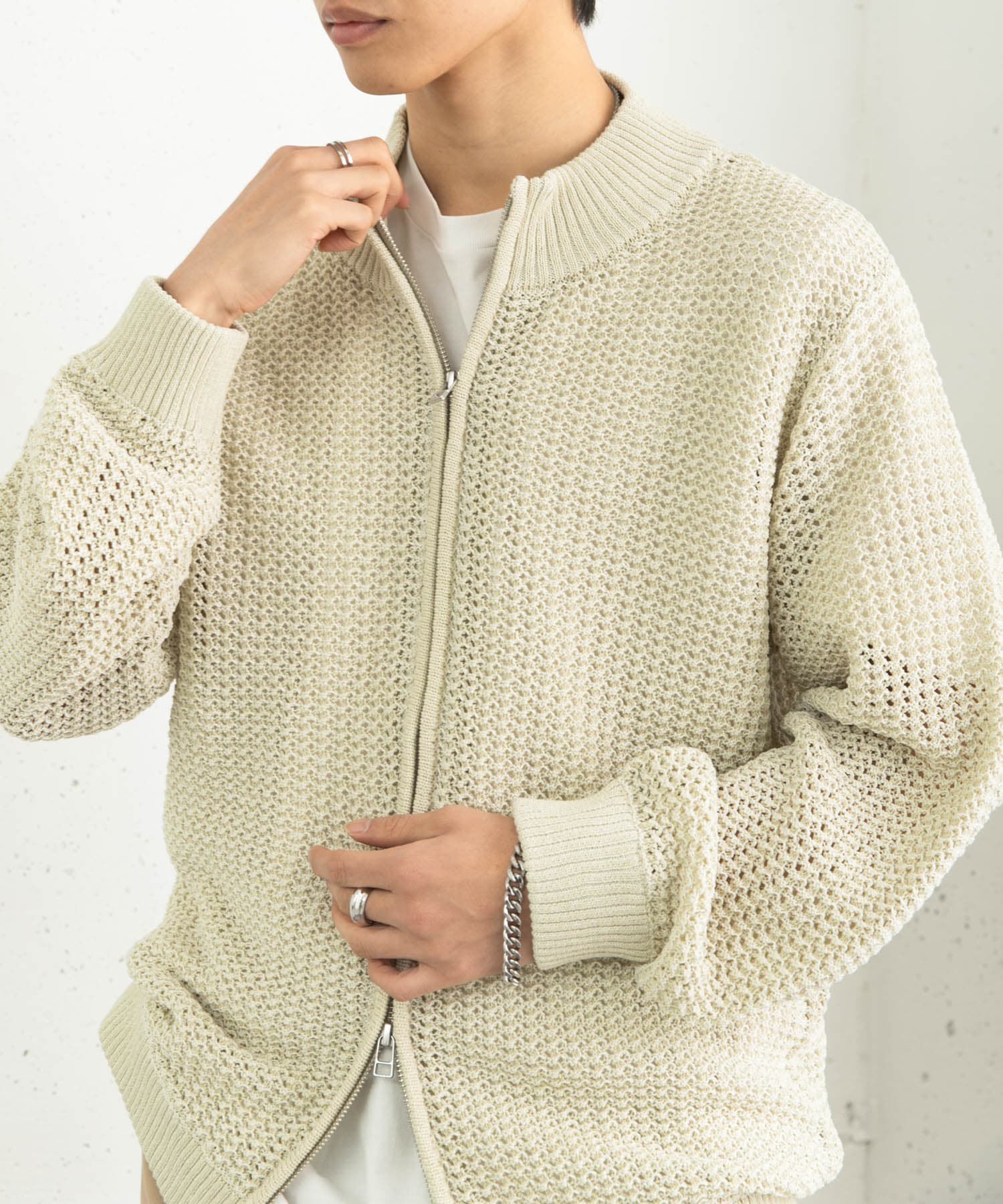 SENSE OF PLACE by URBAN RESEARCH「『ユニセックス』『洗濯可』シアーメッシュドライバーズカーディガン」|カーディガン|