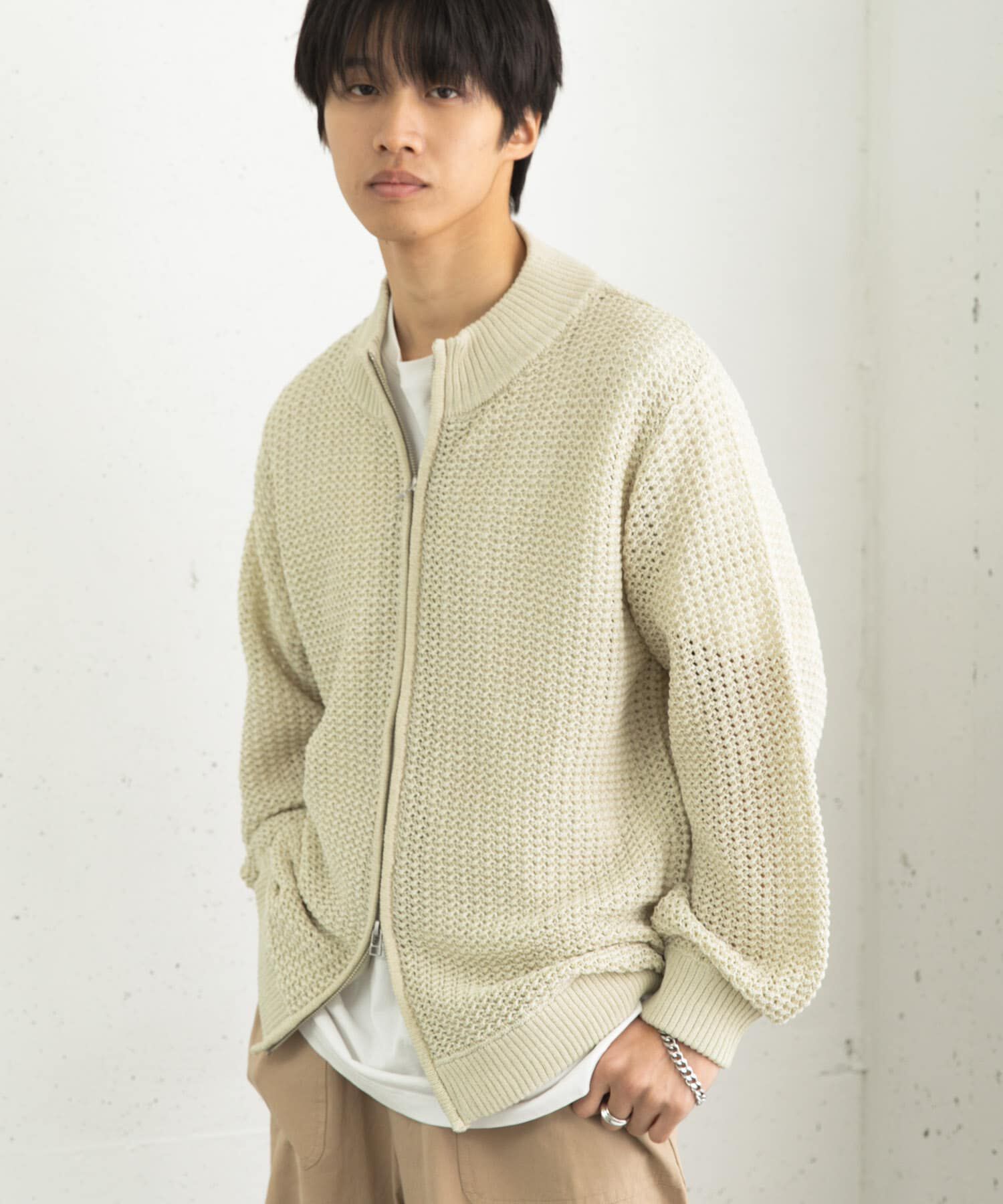 SENSE OF PLACE by URBAN RESEARCH「『ユニセックス』『洗濯可』シアーメッシュドライバーズカーディガン」|カーディガン|