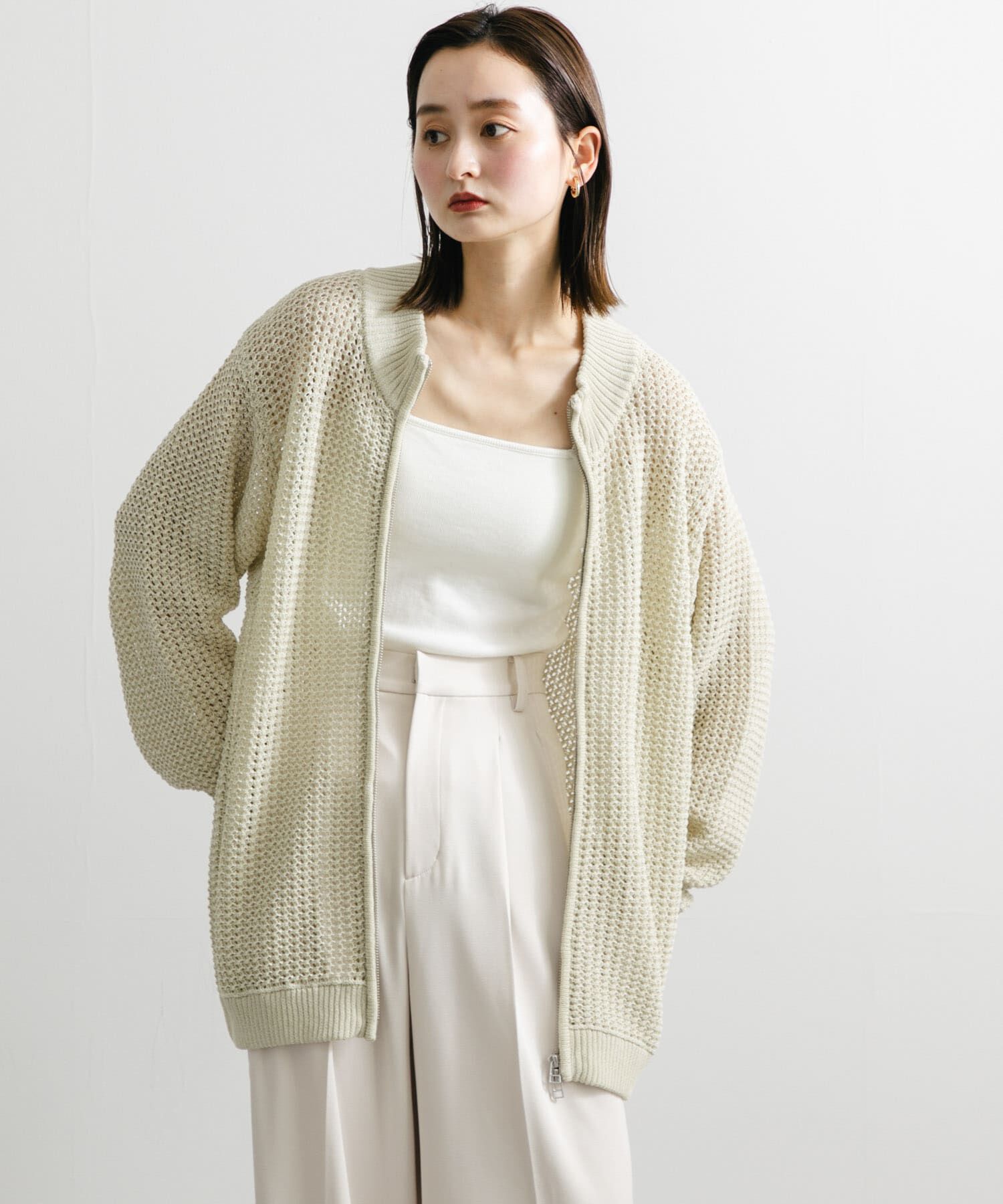 SENSE OF PLACE by URBAN RESEARCH「『ユニセックス』『洗濯可』シアーメッシュドライバーズカーディガン」|カーディガン|