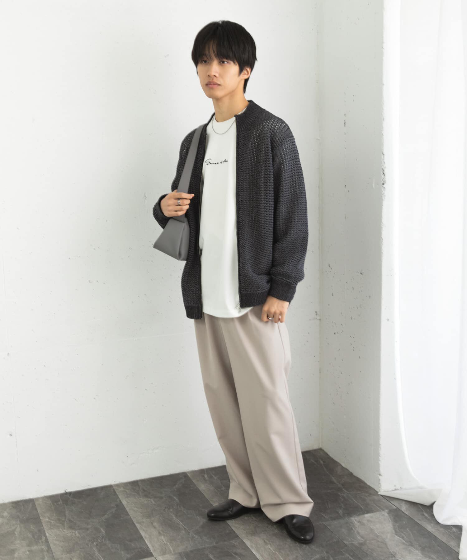 SENSE OF PLACE by URBAN RESEARCH「『ユニセックス』『洗濯可』シアーメッシュドライバーズカーディガン」|カーディガン|