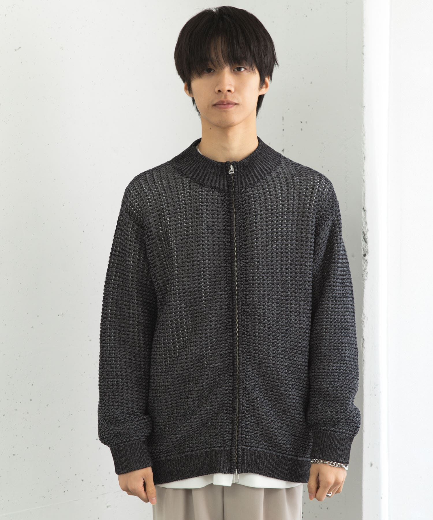 SENSE OF PLACE by URBAN RESEARCH「『ユニセックス』『洗濯可』シアーメッシュドライバーズカーディガン」|カーディガン|