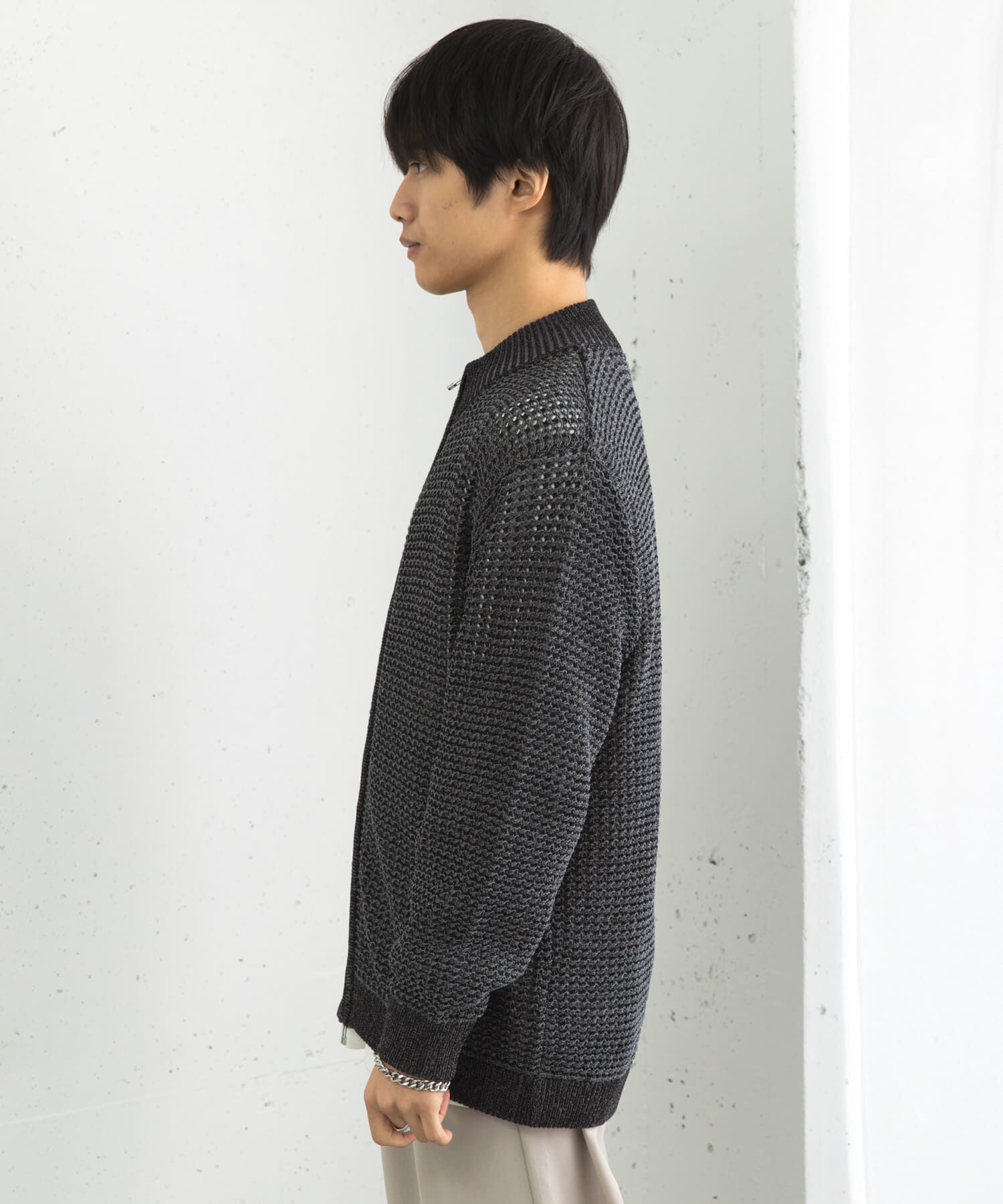 SENSE OF PLACE by URBAN RESEARCH「『ユニセックス』『洗濯可』シアーメッシュドライバーズカーディガン」|カーディガン|