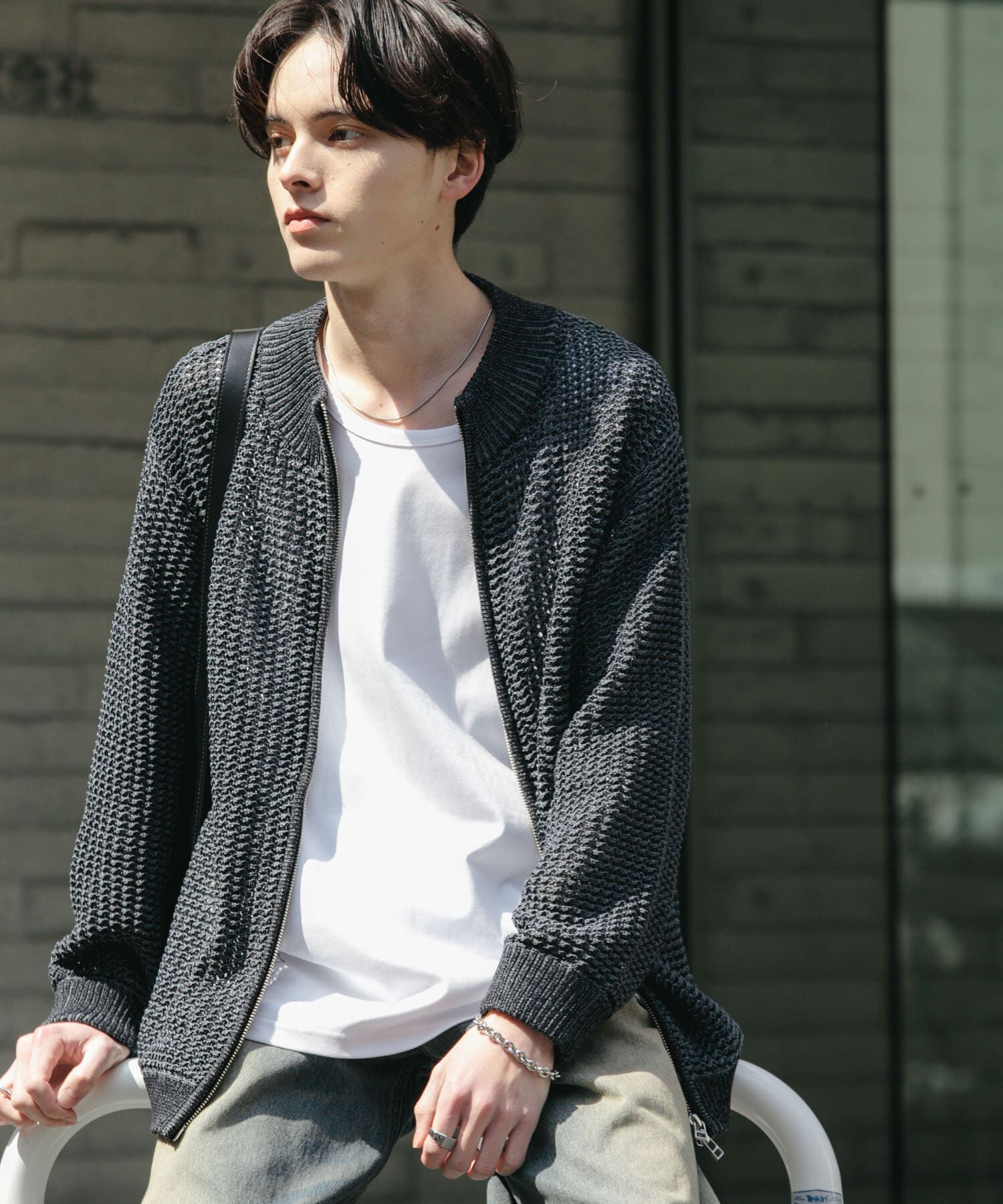 SENSE OF PLACE by URBAN RESEARCH「『ユニセックス』『洗濯可』シアーメッシュドライバーズカーディガン」|カーディガン|