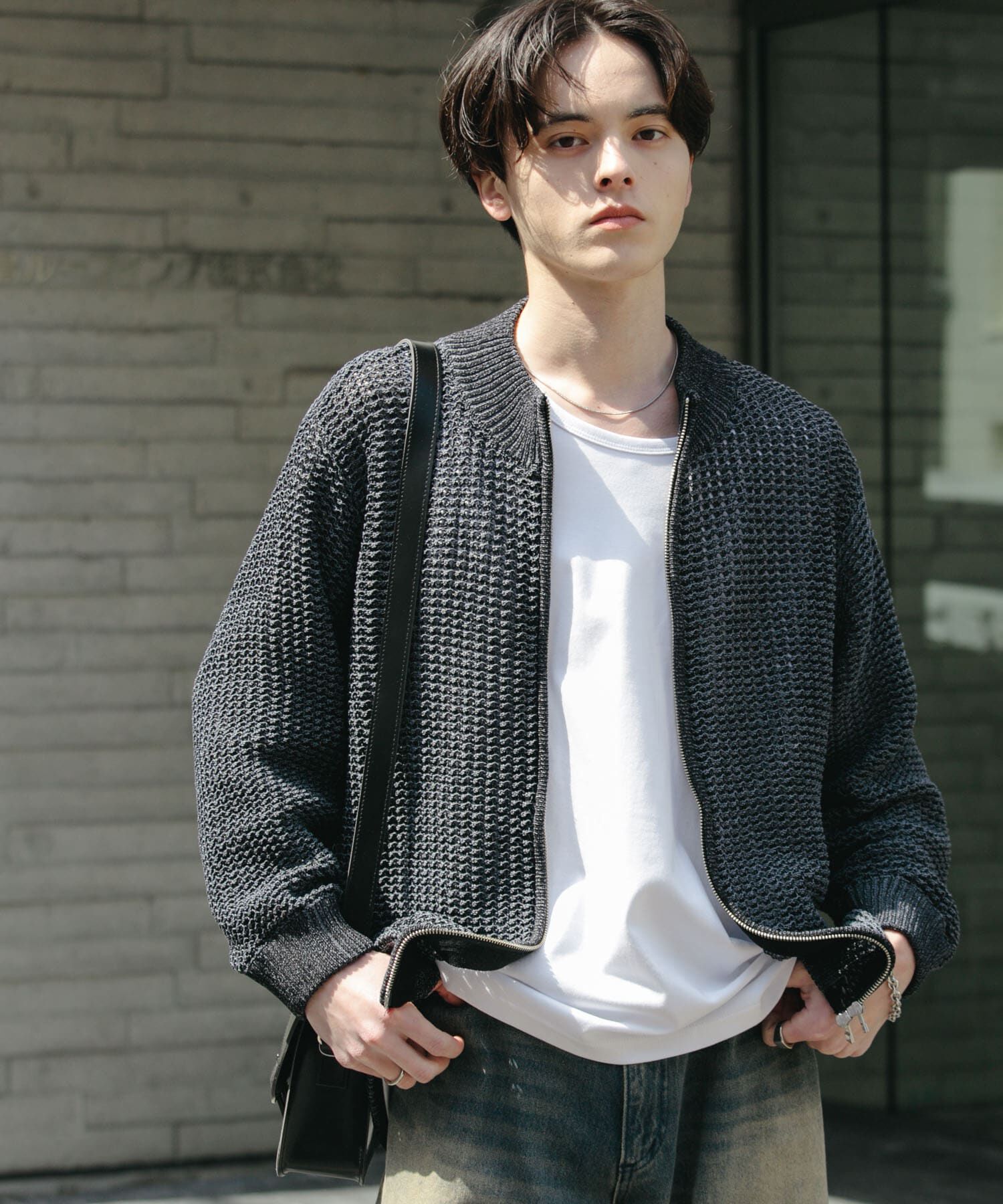 SENSE OF PLACE by URBAN RESEARCH「『ユニセックス』『洗濯可』シアーメッシュドライバーズカーディガン」|カーディガン|