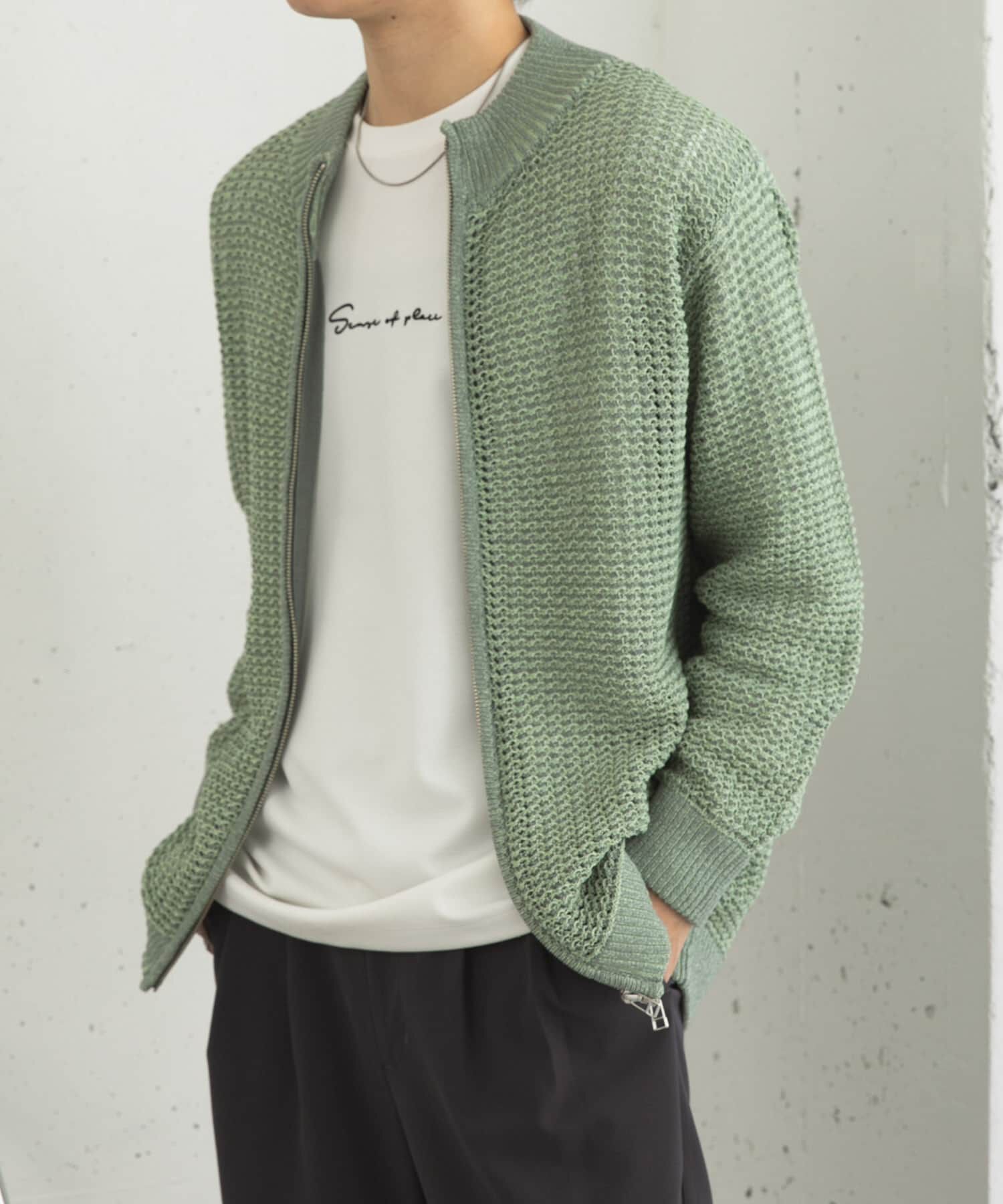 SENSE OF PLACE by URBAN RESEARCH「『ユニセックス』『洗濯可』シアーメッシュドライバーズカーディガン」|カーディガン|