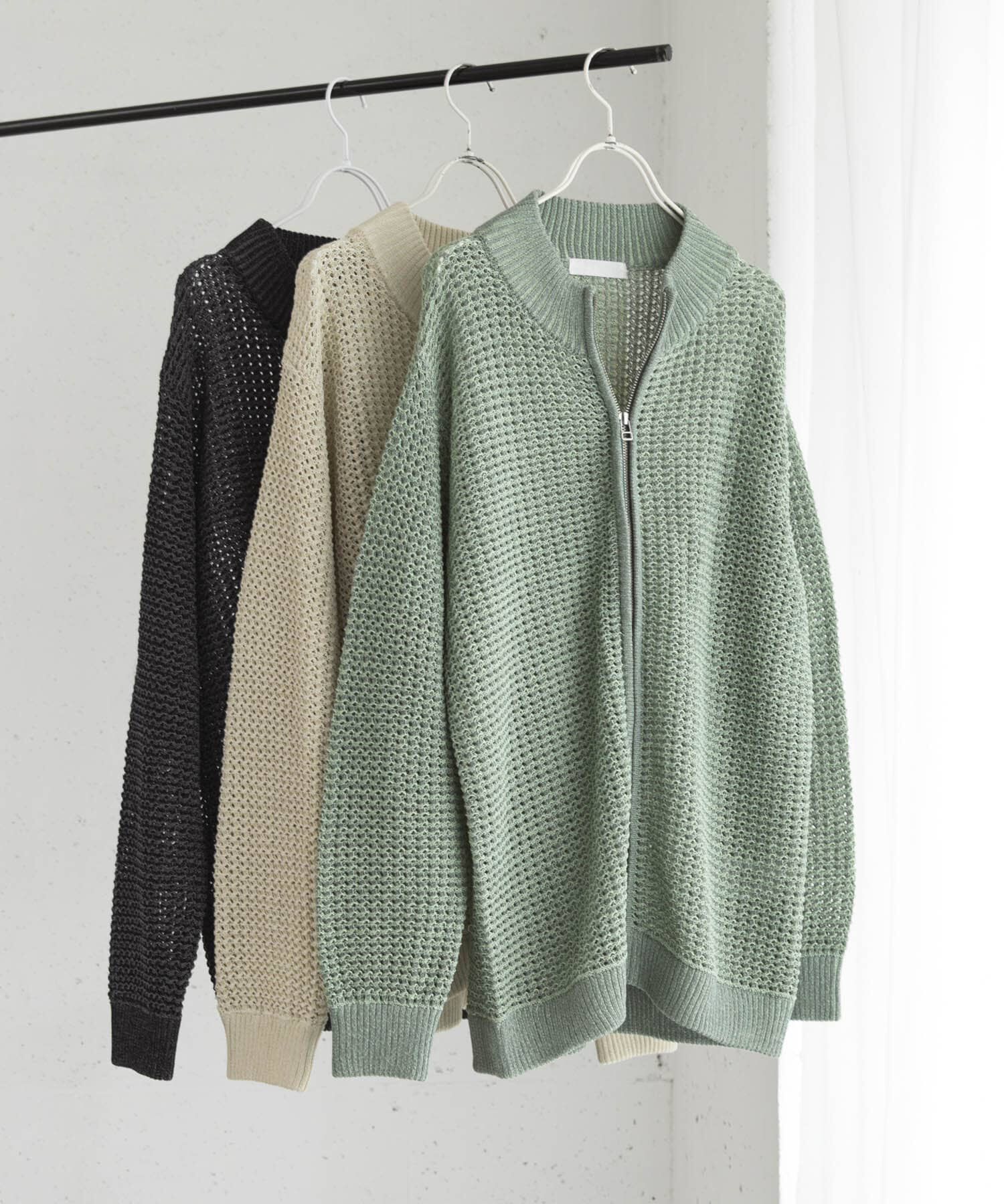 SENSE OF PLACE by URBAN RESEARCH「『ユニセックス』『洗濯可』シアーメッシュドライバーズカーディガン」|カーディガン|