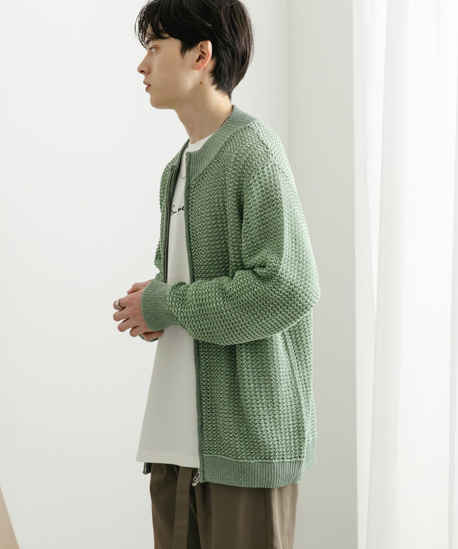 SENSE OF PLACE by URBAN RESEARCH「『ユニセックス』『洗濯可』シアーメッシュドライバーズカーディガン」|カーディガン|