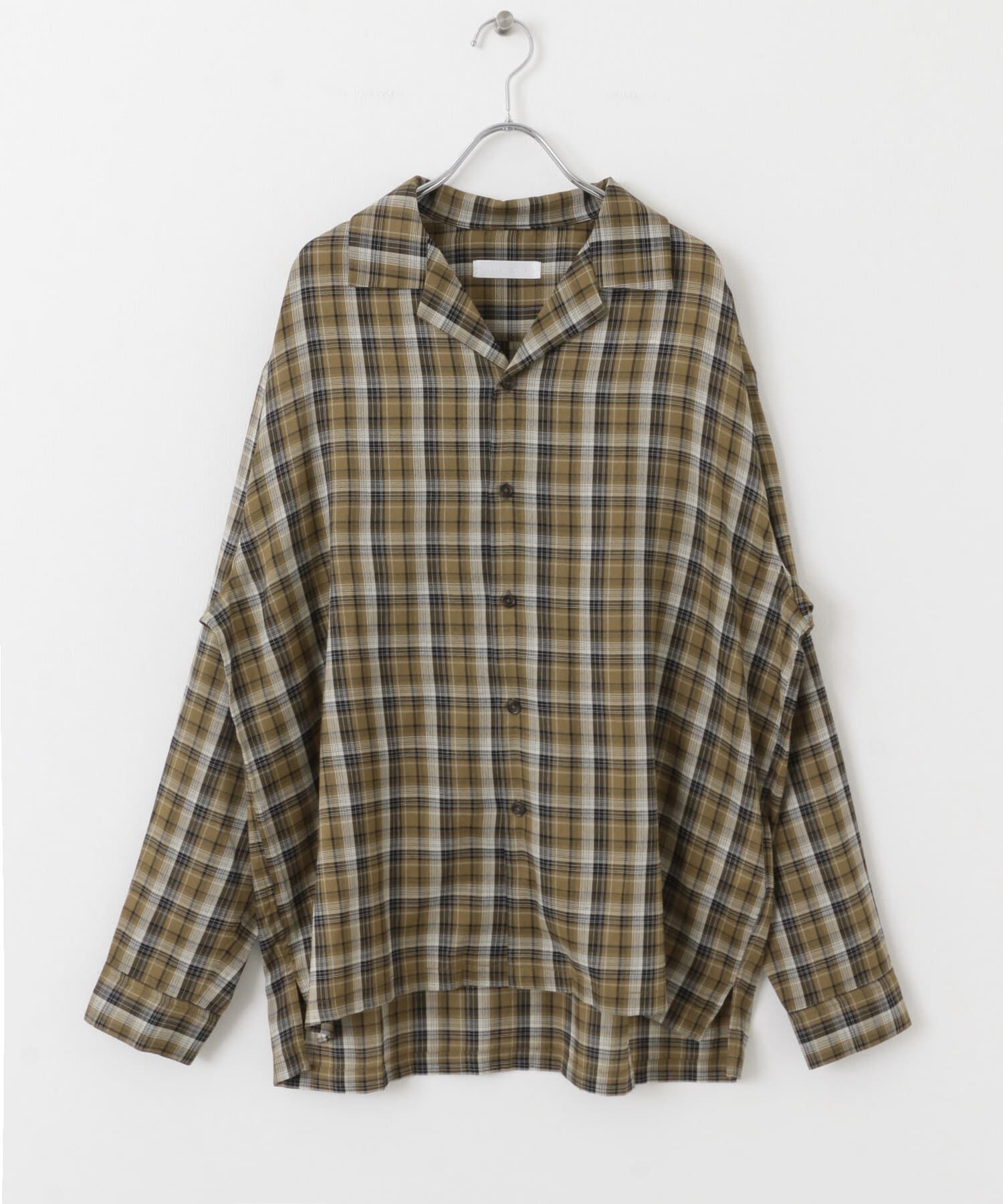 SENSE OF PLACE by URBAN RESEARCH「『ユニセックス』シアーチェックオープンカラーロングスリーブシャツ」|シャツ・ブラウス|