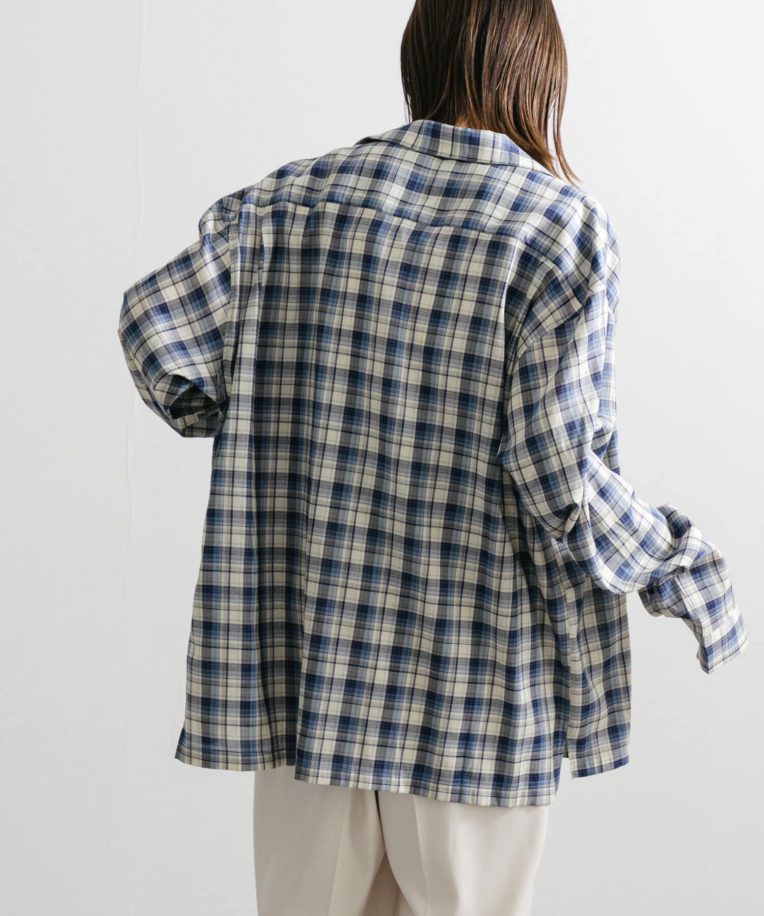 SENSE OF PLACE by URBAN RESEARCH「『ユニセックス』シアーチェックオープンカラーロングスリーブシャツ」|シャツ・ブラウス|
