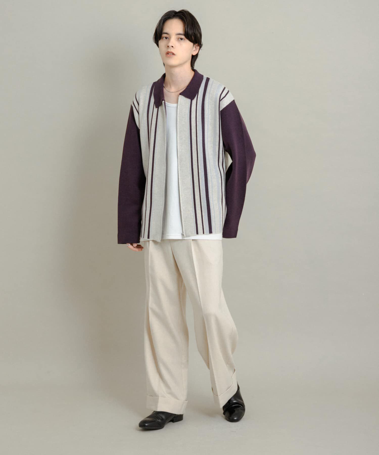 SENSE OF PLACE by URBAN RESEARCH「ストライプZIPニットシャツ」|ニット・セーター|