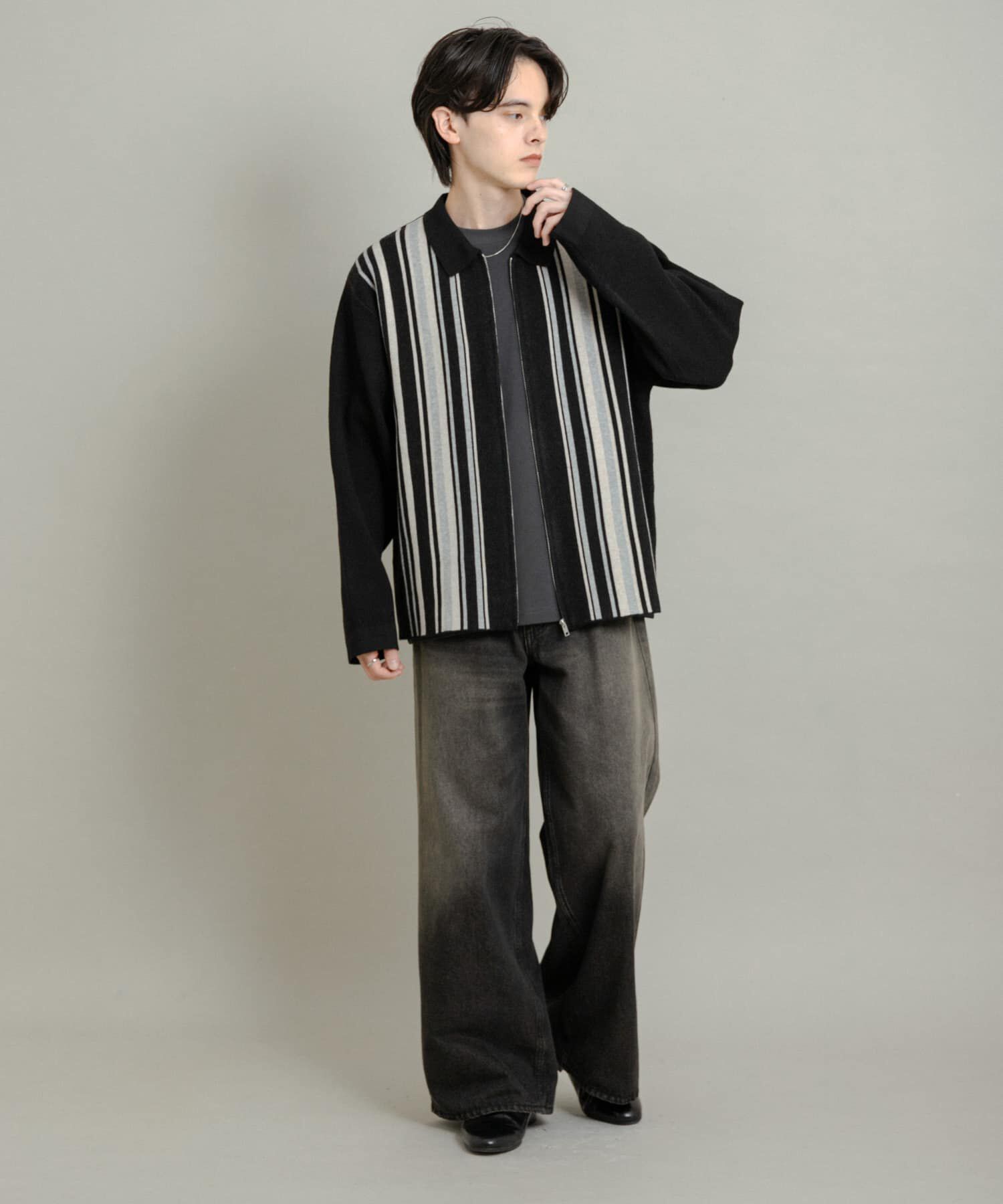 SENSE OF PLACE by URBAN RESEARCH「ストライプZIPニットシャツ」|ニット・セーター|