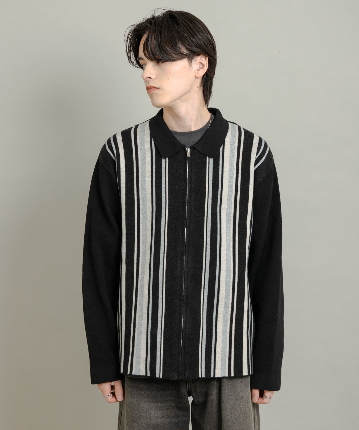 SENSE OF PLACE by URBAN RESEARCH「ストライプZIPニットシャツ」|ニット・セーター|