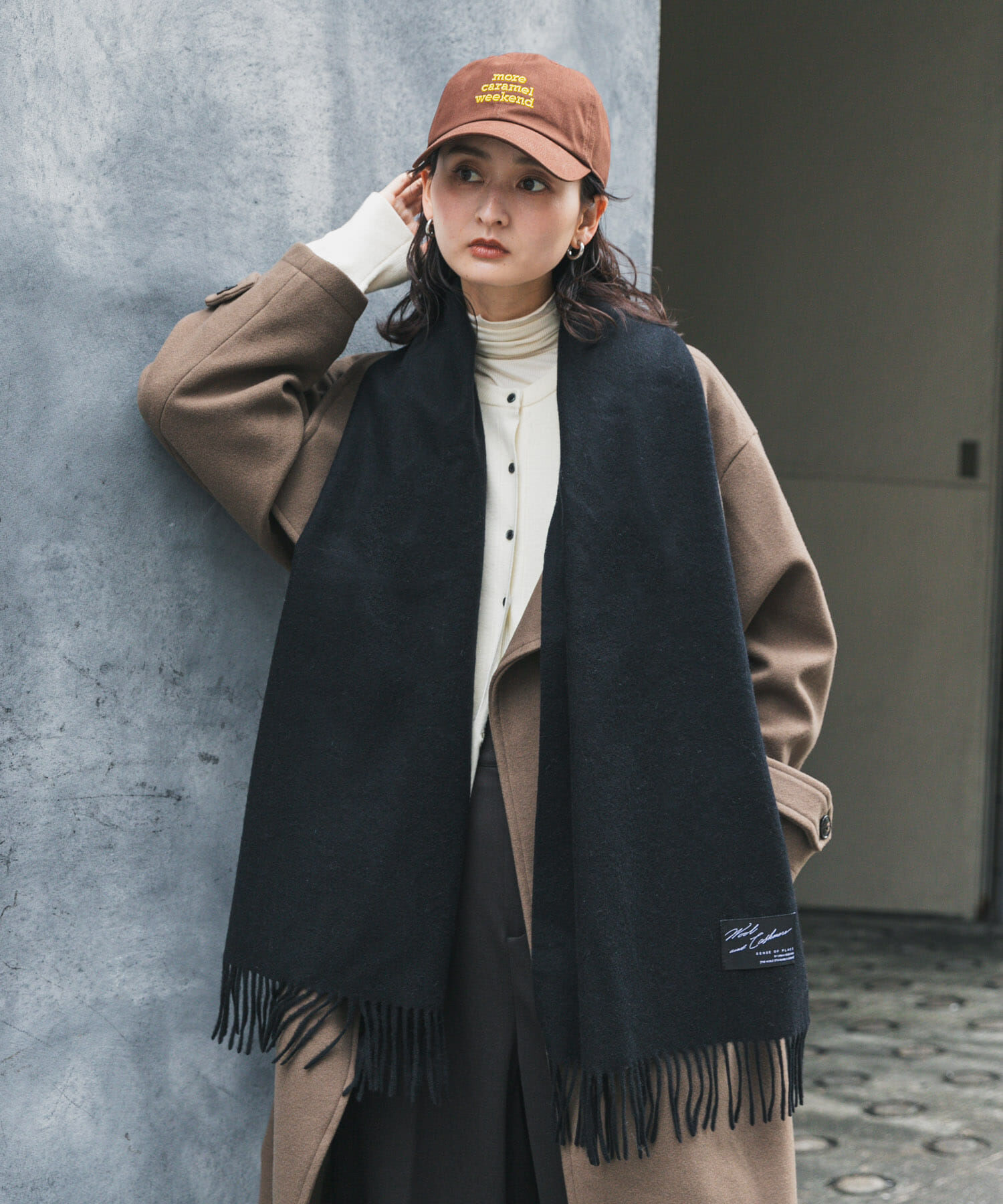 SENSE OF PLACE by URBAN RESEARCH「カシミヤミックスウールストール」|マフラー|ブラック