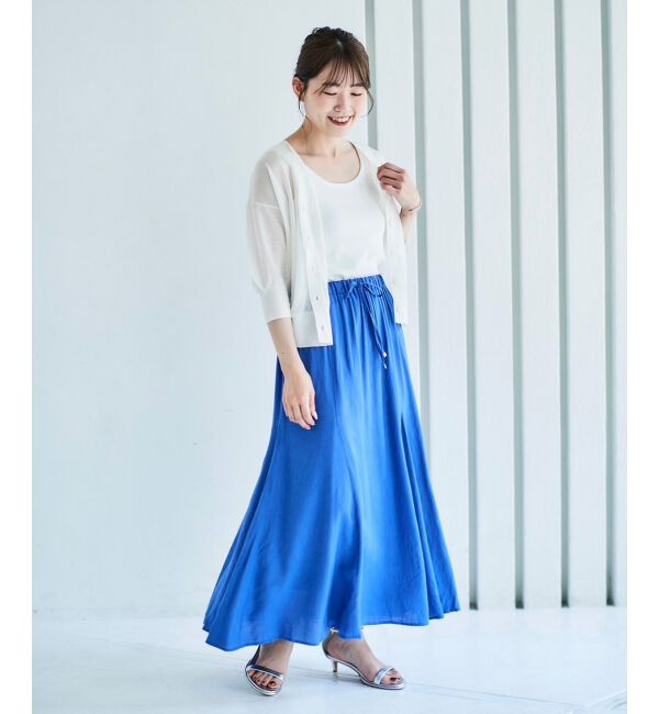 le.coeur blanc「《手洗い可能》シアーVネック7分袖カーディガン」|カーディガン|