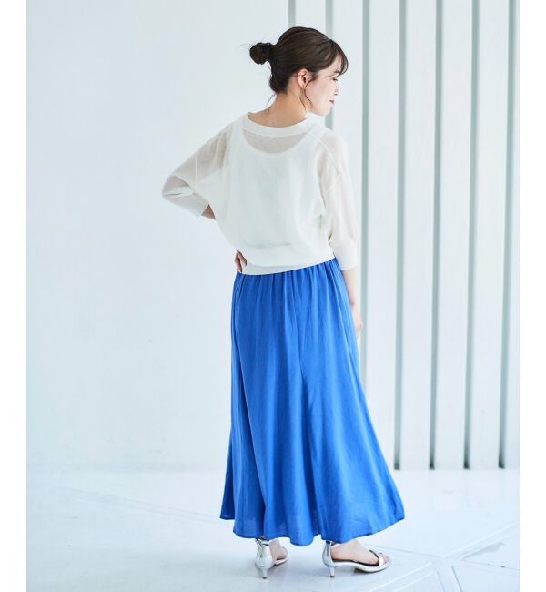 le.coeur blanc「《手洗い可能》シアーVネック7分袖カーディガン」|カーディガン|