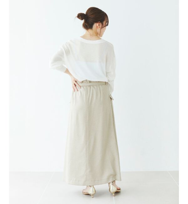 le.coeur blanc「《手洗い可能》シアーVネック7分袖カーディガン」|カーディガン|