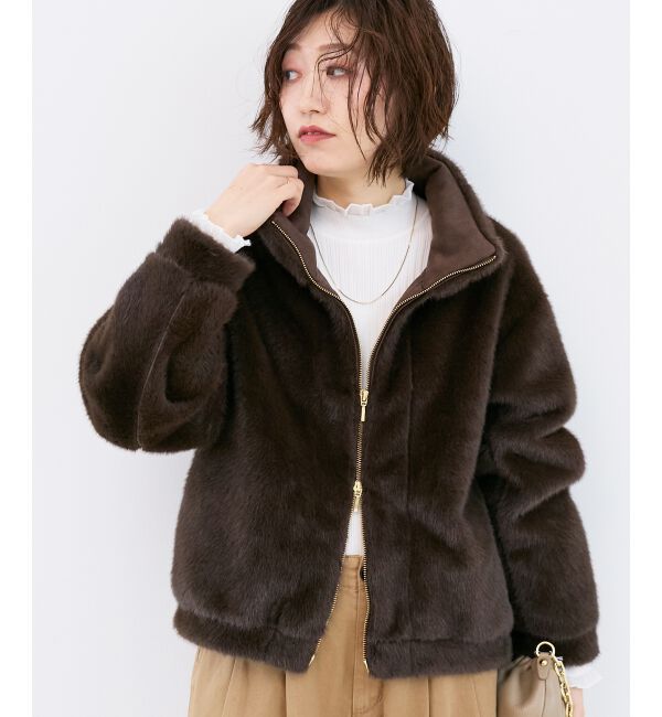  「ミンクタッチスタンドカラーファーブルゾン」|ブルゾン・スタジャン|