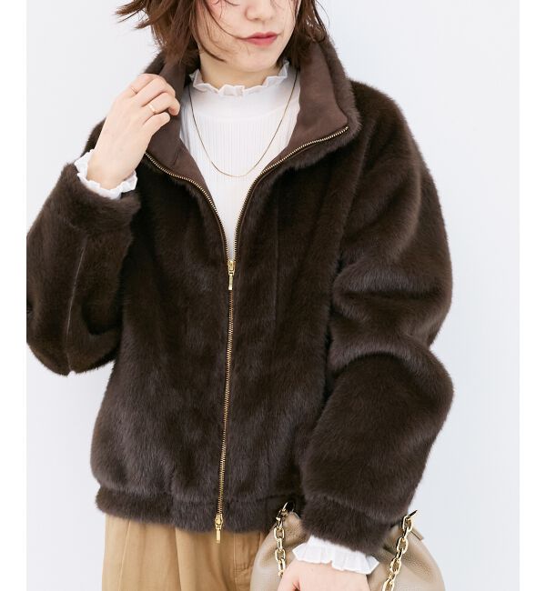  「ミンクタッチスタンドカラーファーブルゾン」|ブルゾン・スタジャン|