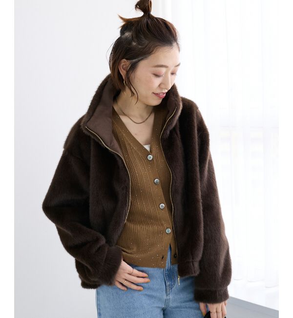  「ミンクタッチスタンドカラーファーブルゾン」|ブルゾン・スタジャン|
