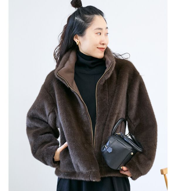  「ミンクタッチスタンドカラーファーブルゾン」|ブルゾン・スタジャン|