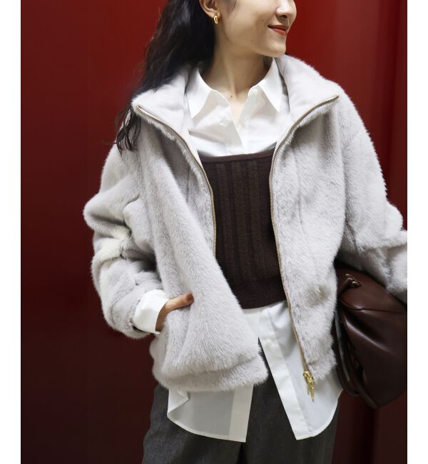  「ミンクタッチスタンドカラーファーブルゾン」|ブルゾン・スタジャン|