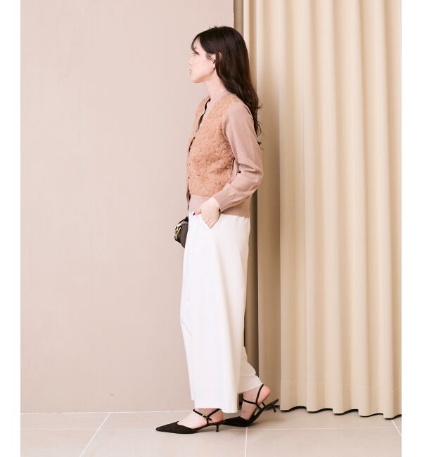  「《手洗い可能》フラワーチュール刺繍Vネックカーディガン」|カーディガン|