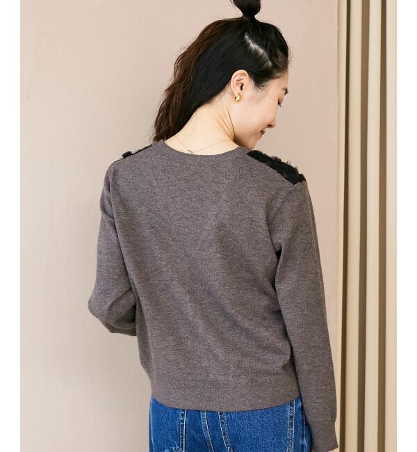  「《手洗い可能》フラワーチュール刺繍Vネックカーディガン」|カーディガン|