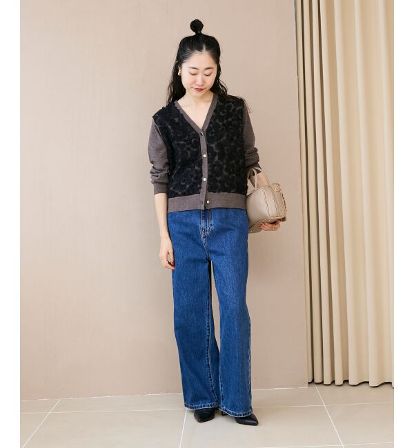  「《手洗い可能》フラワーチュール刺繍Vネックカーディガン」|カーディガン|